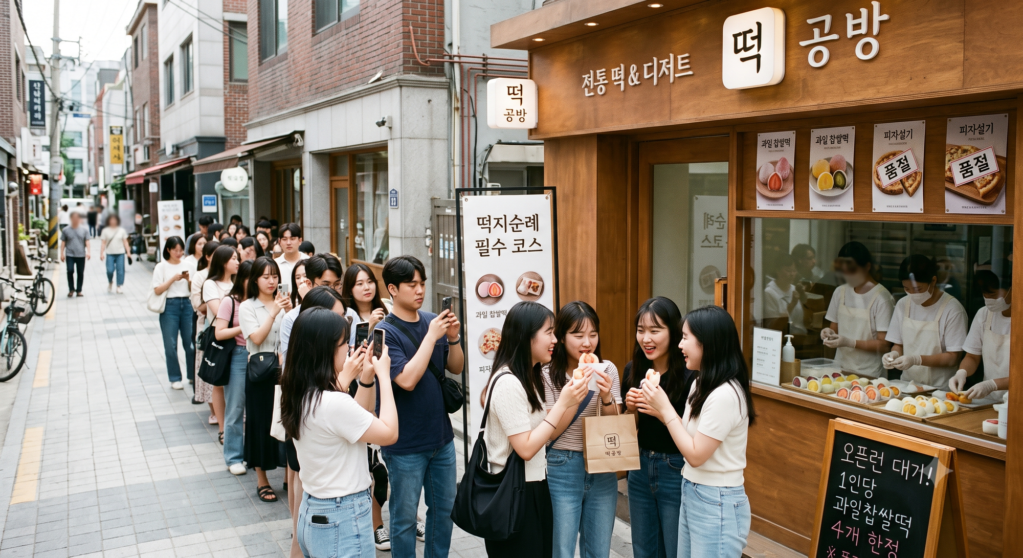 떡지순례 웨이팅 줄(AI 활용이미지) 떡지순례 웨이팅 줄(AI 활용이미지)