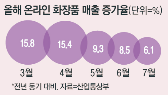 온라인 화장품 매출 증가율(출처 : 산업통상부)