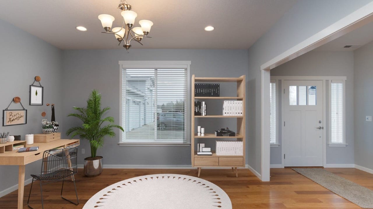 A office space near the front doorway of a house