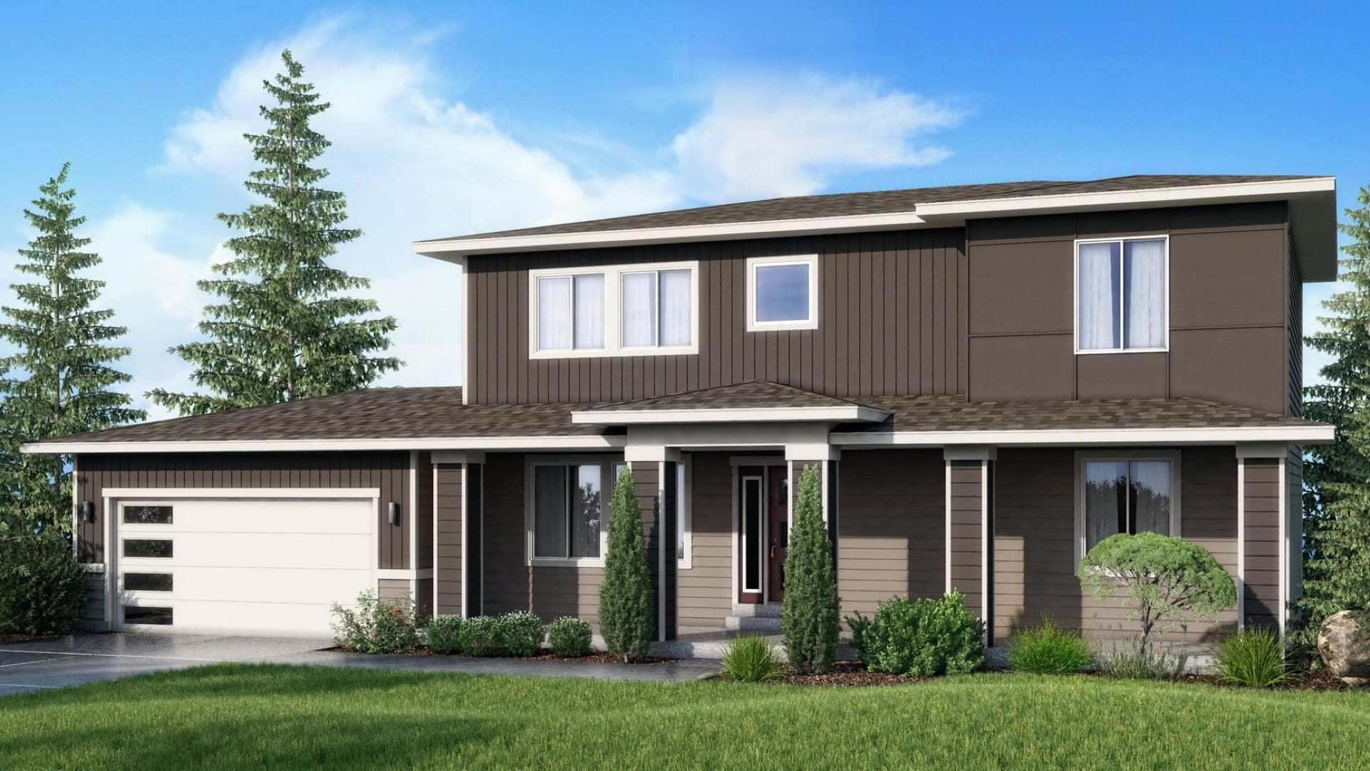 A house with a blue sky above him