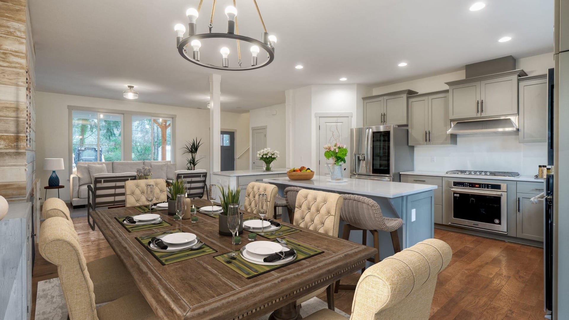 A dining room set for a meal