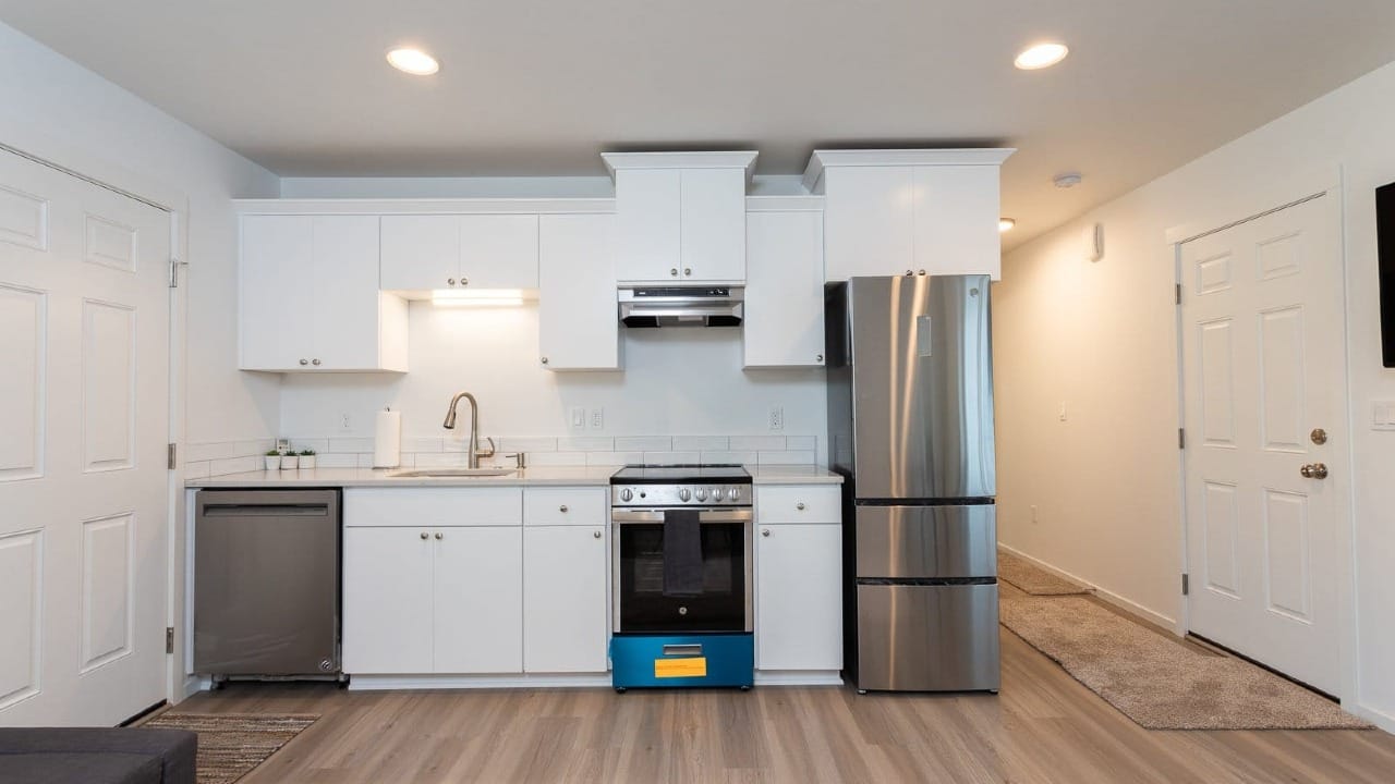 A kitchen that is currently being built