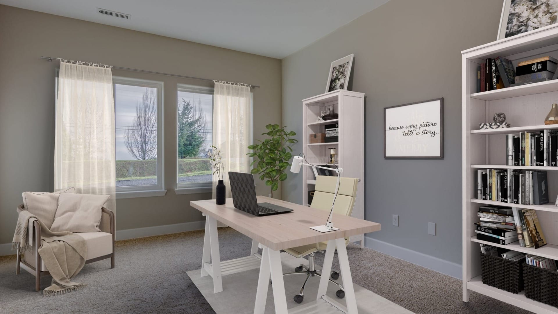 An office space in a house