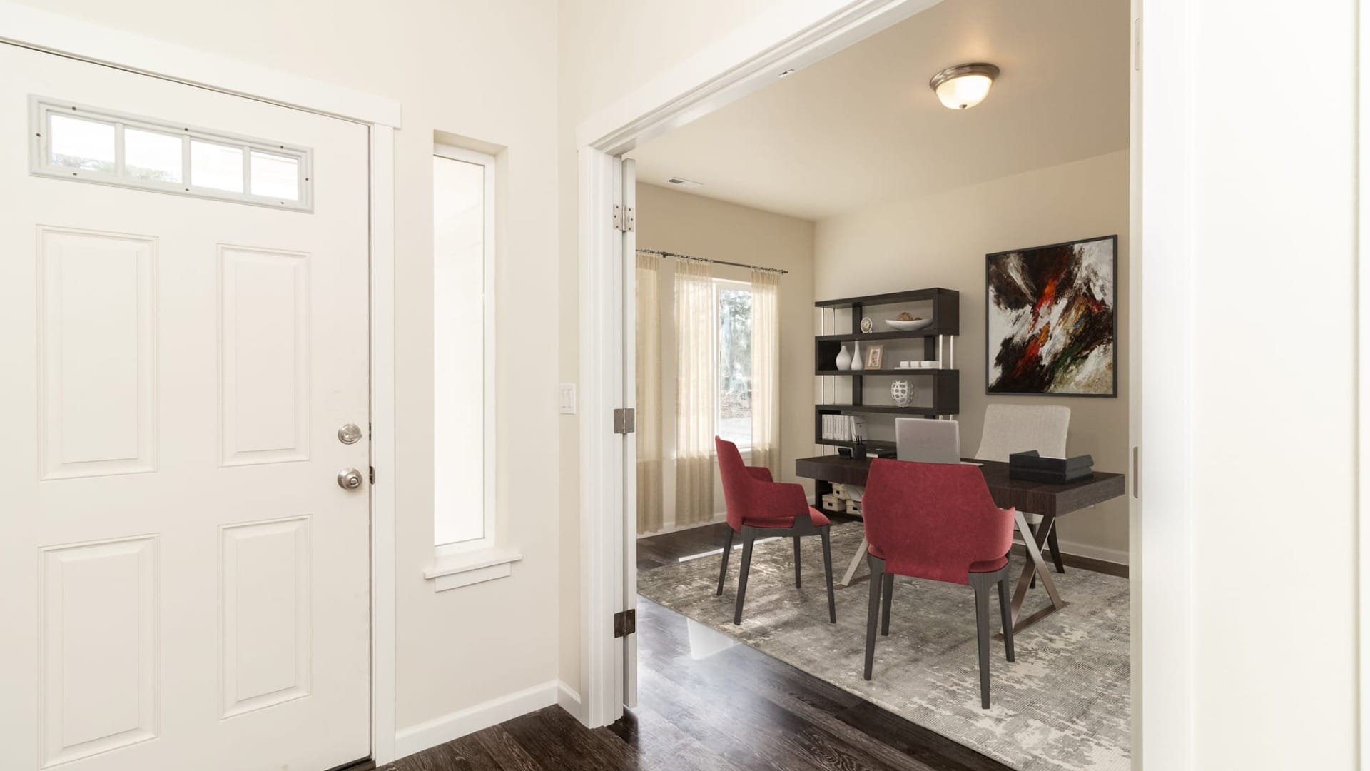 An office room near the front door