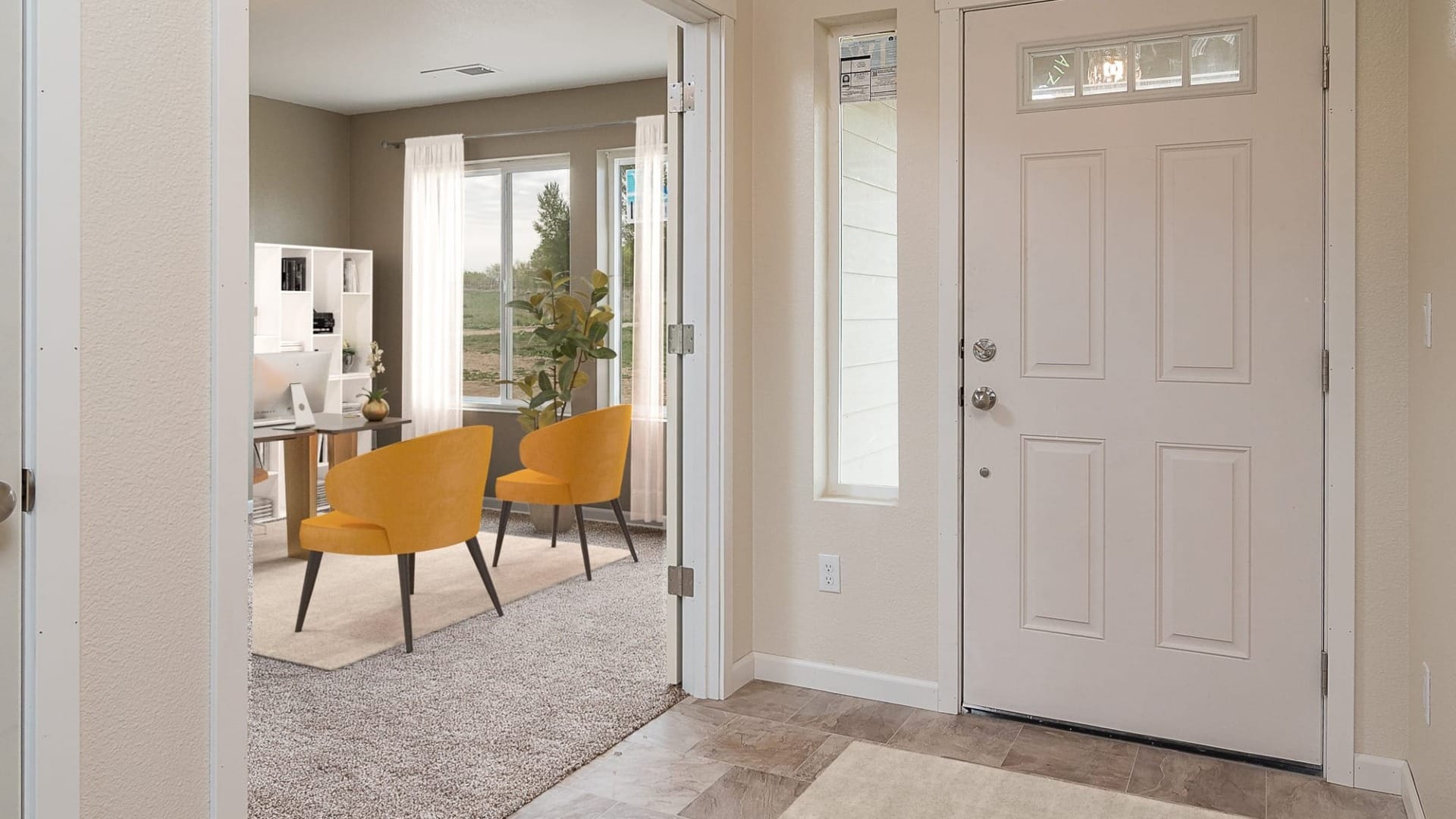 An office space near the front door