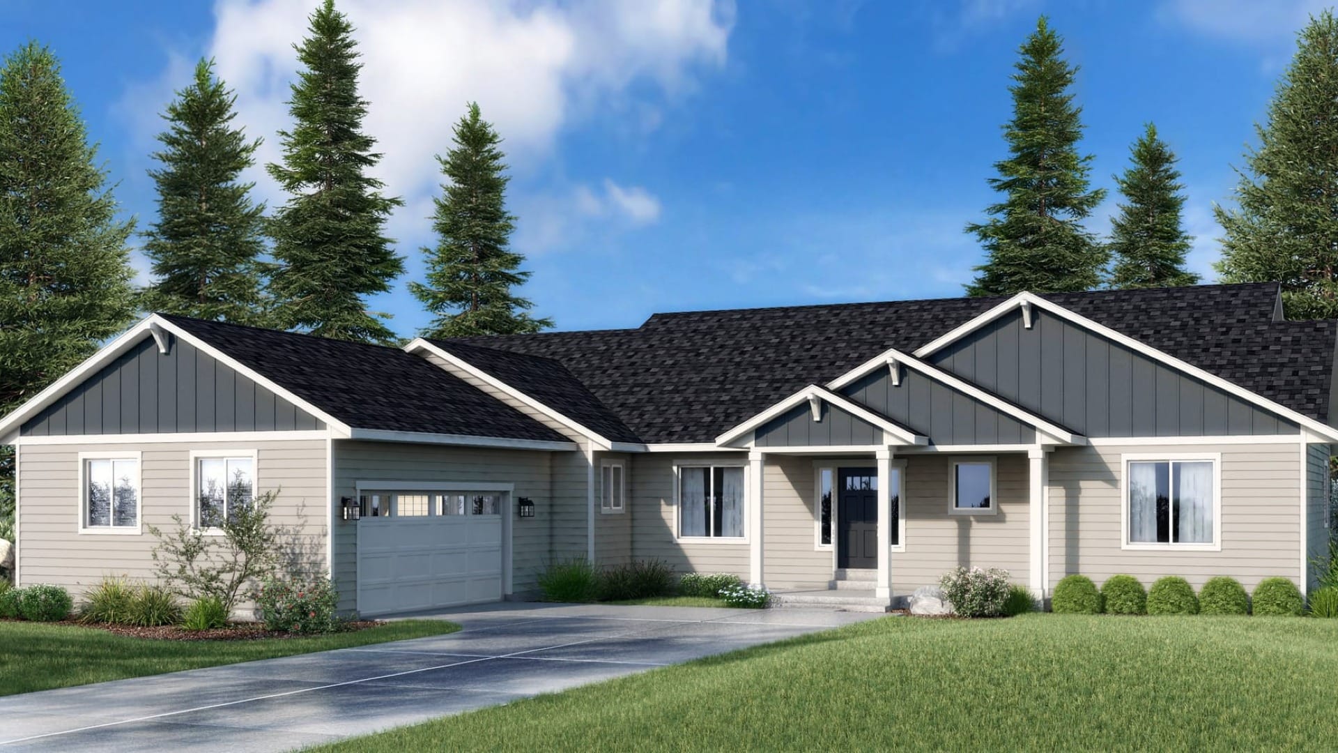 A tan house that was just built