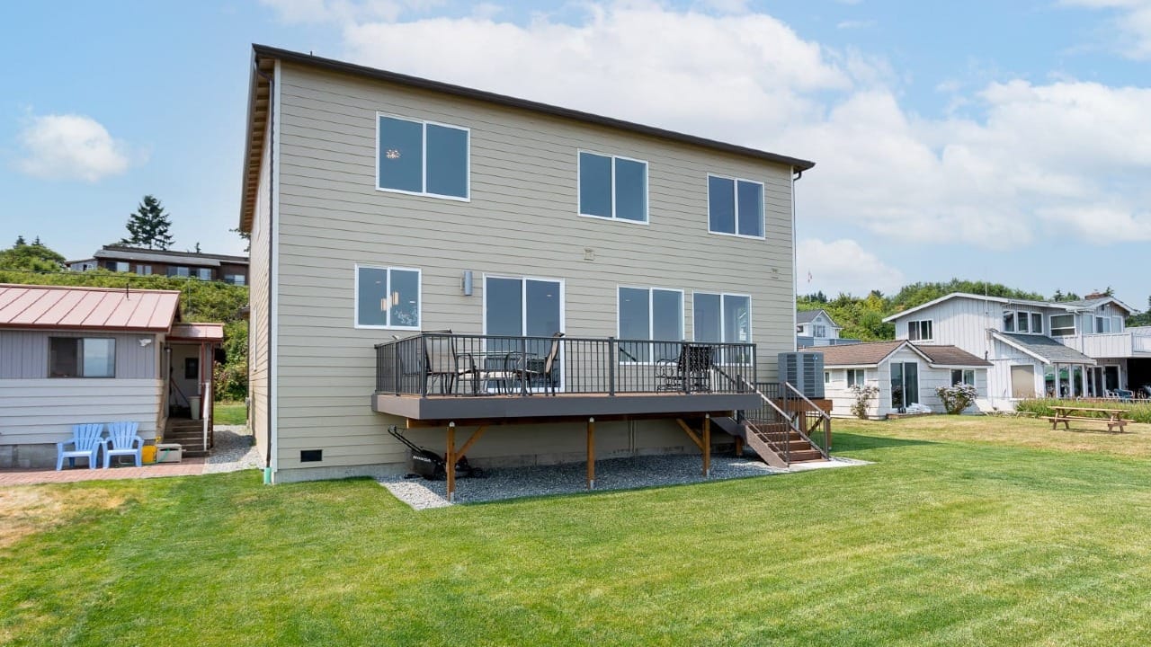 A two-story house with a nice porch