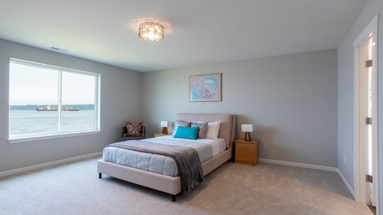 A bedroom that just has a bed