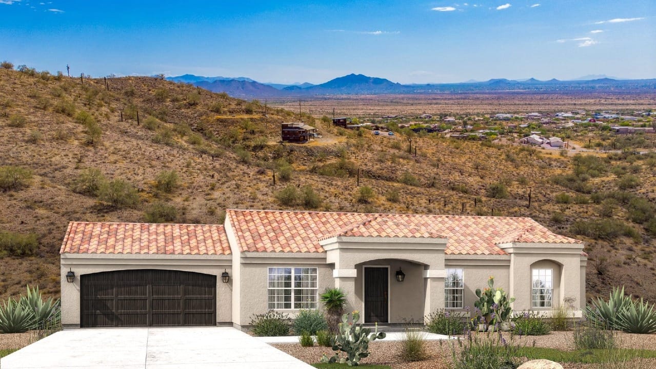 A stucco house in the desert