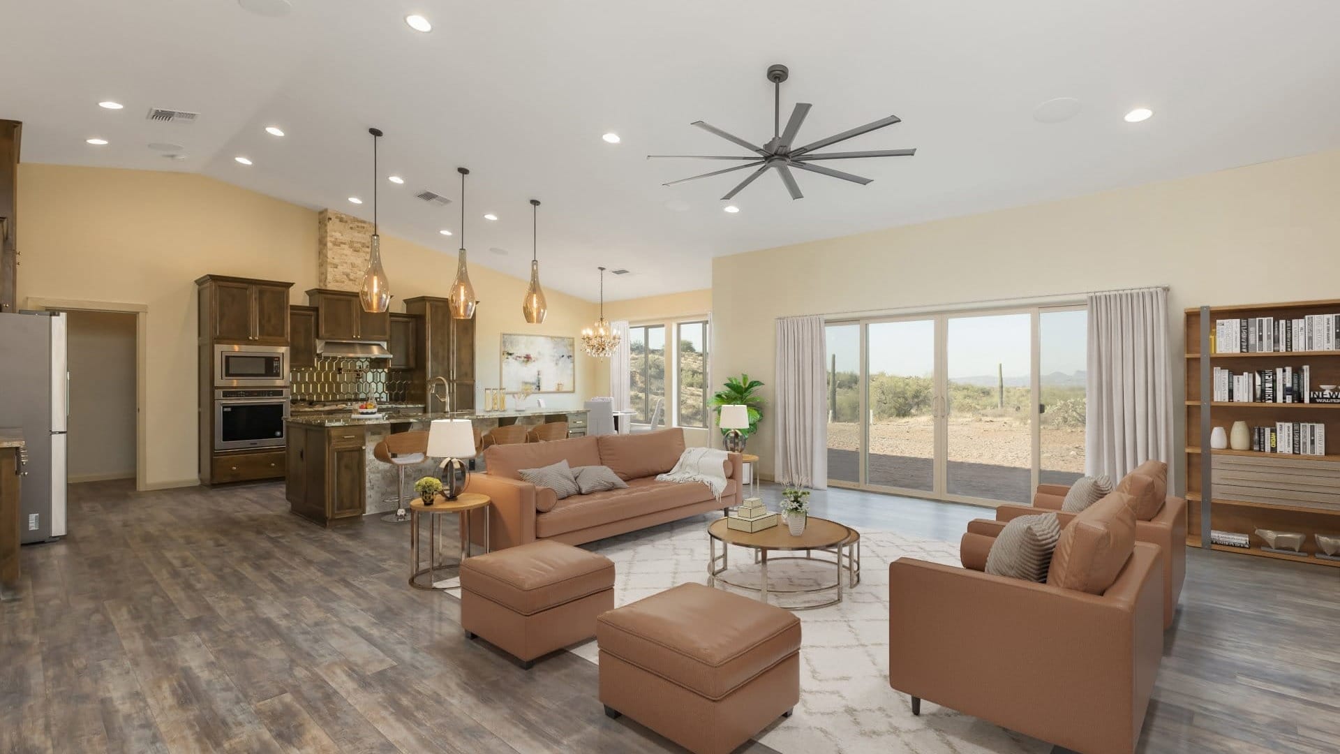 A living room with a ton of seating