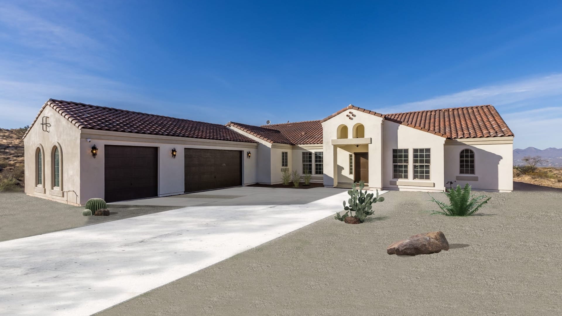 A house with Stucco Siding in Arizona underneath a blue sky