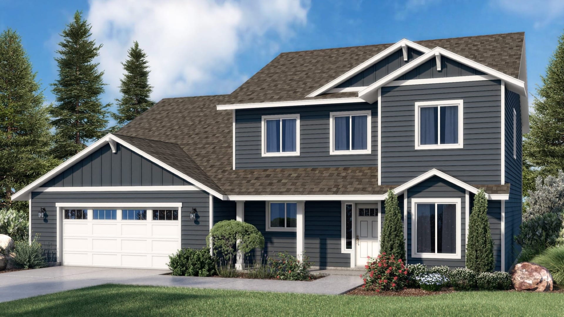 A blue house under a blue sky