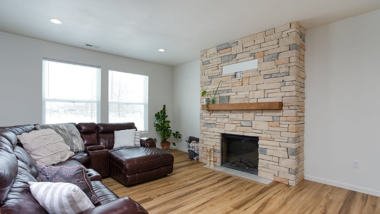 A living room with a couch