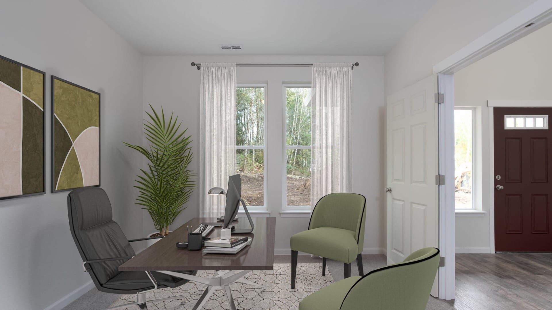 An office space near the front door