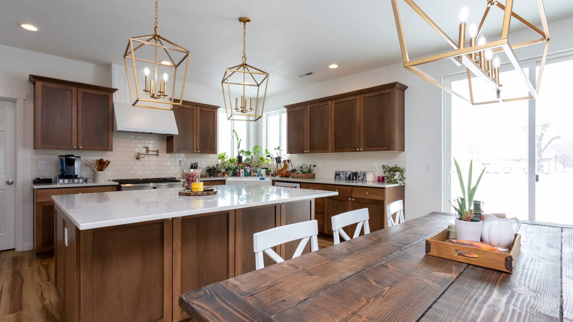 Adair Homes Gold Fixtures Kitchen Dining Room