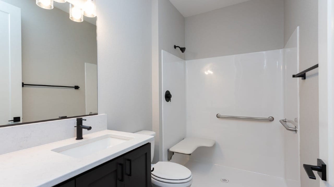 A bathroom that was just built