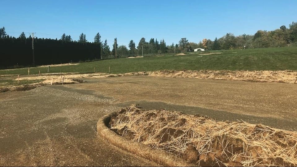 A plot of land ready for a house to be built