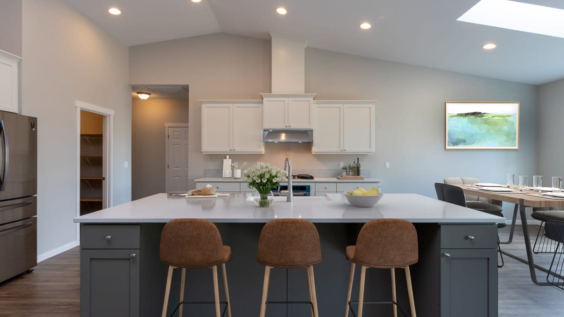 A kitchen in a nice house
