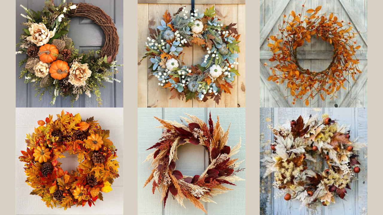 A bunch of different fall wreaths to put in your home