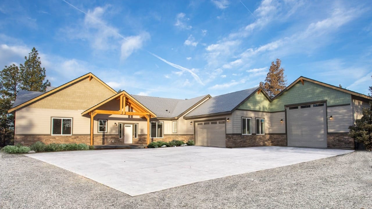 A house with a concrete driveway
