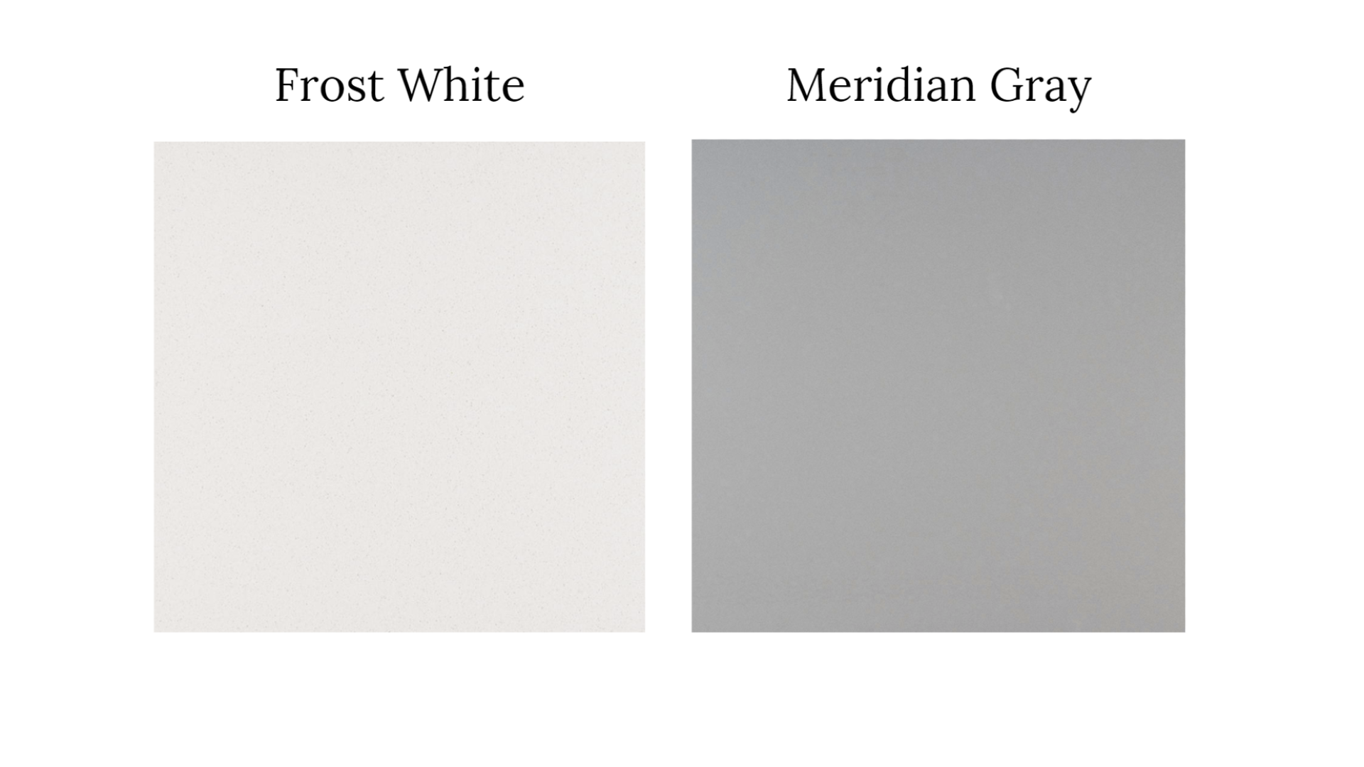Color Infographic showing the differance between Frost White, and Meridian Gray