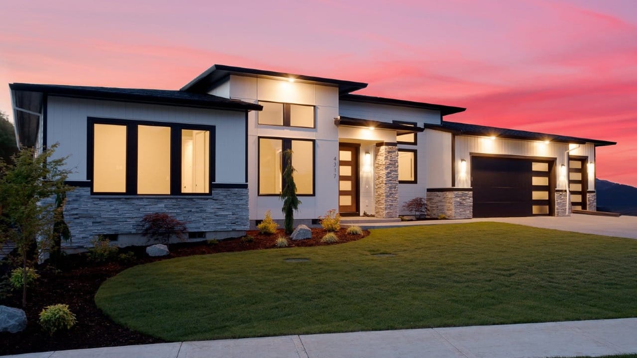 A white house with a nice yard