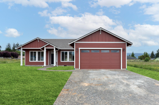 Completed single story custom home with attached garage on a spacious lot, built by custom home builders Spokane families choose for quality construction