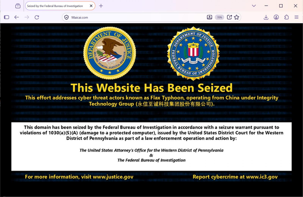 US seizes seven domains in fresh blow to China-linked hackers