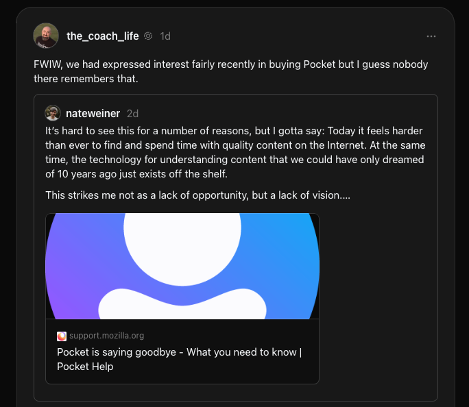 Screenshot from Threads