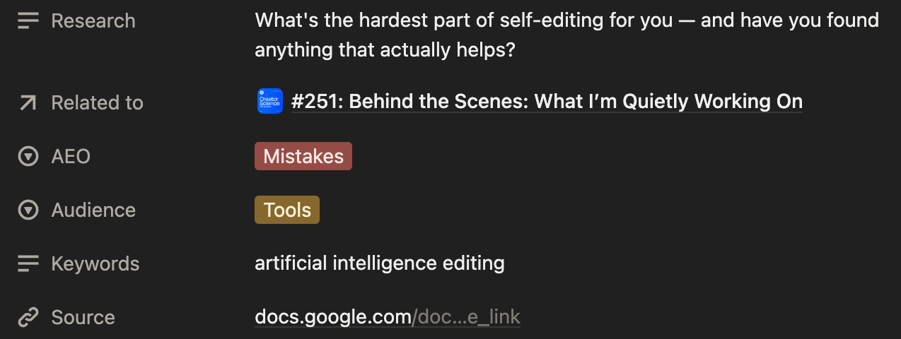 How I manage editing in Notion