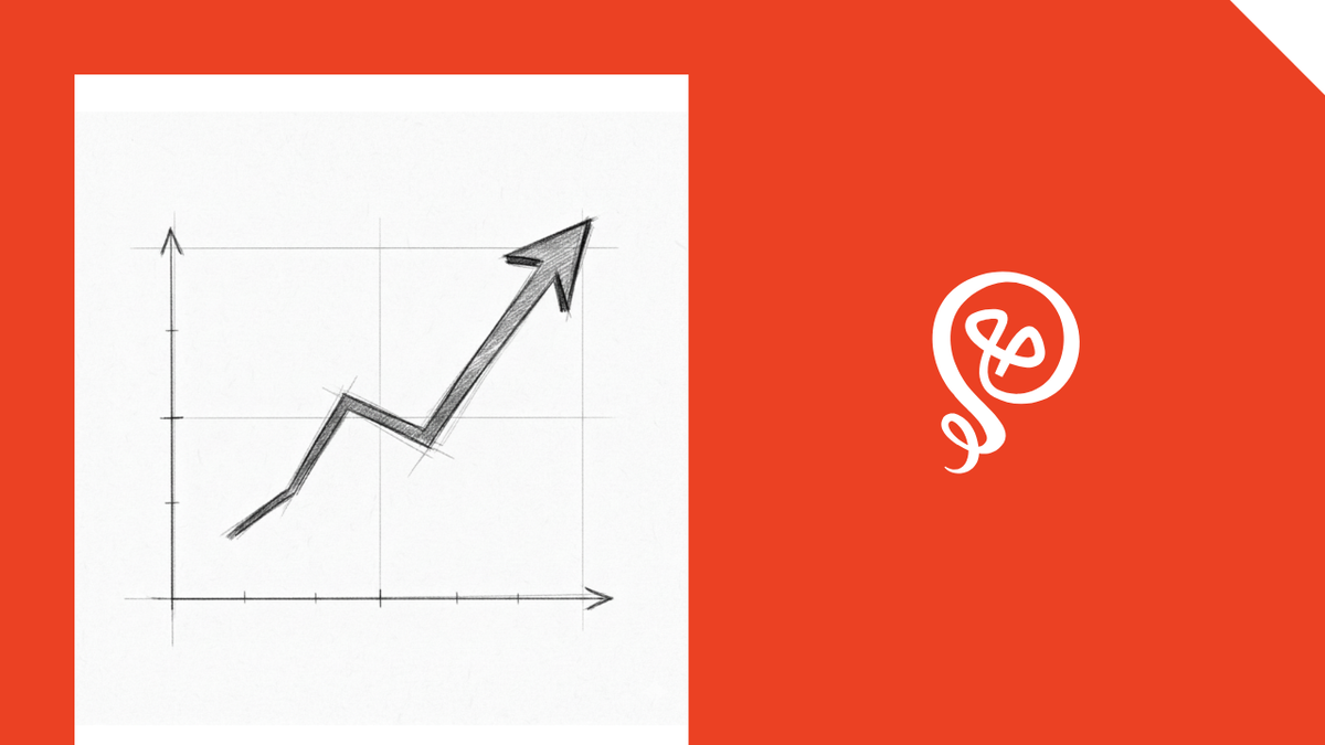 line drawing of a graph with an arrow and the Building Solo logo