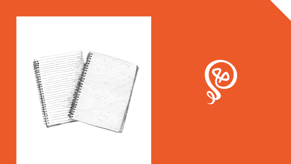 Line drawing of two notebooks with the Building Solo logo