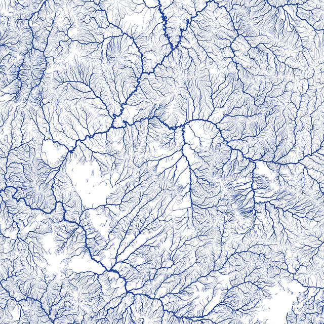 A map of United States water channels without labels.