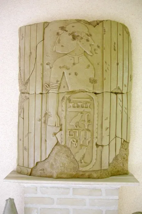 Drawing of an Egyptian hieroglyphic name-ring from the temple at Soleb reading "the land of the Shasu of Yhw," the earliest attestation of the name Yahweh, dated to the fourteenth century BCE.