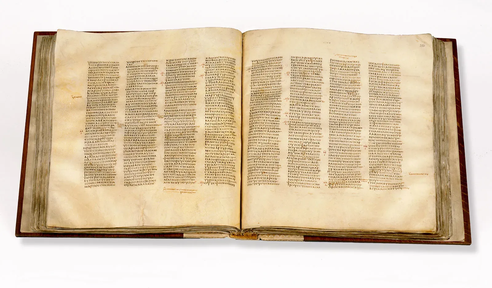 A page of an ancient Greek biblical manuscript in uncial script, written in narrow columns on parchment.