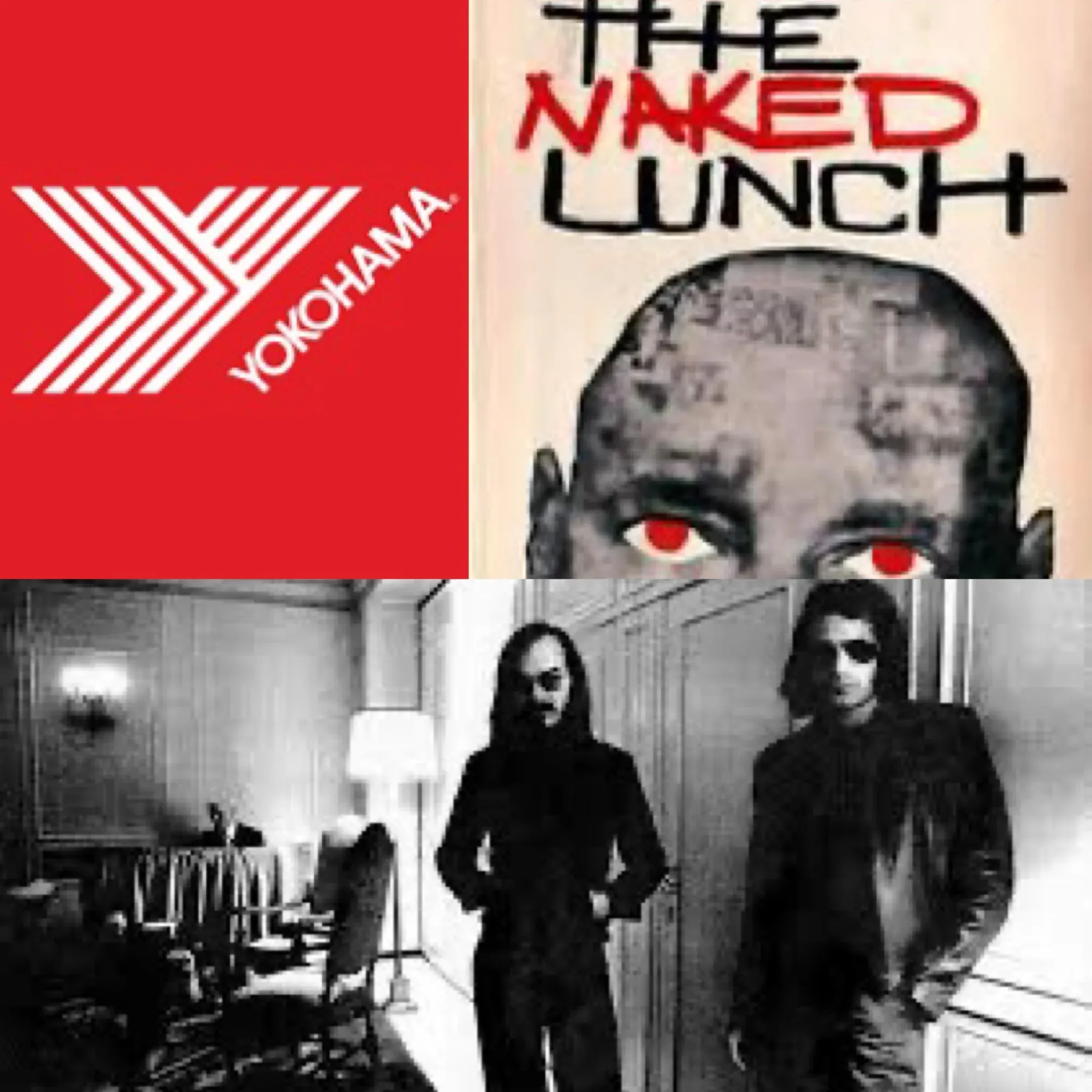 A collage image of Yokohama Heavy Industry's logo, Burrough's novel Naked Lunch, and the two members of the jazz fusion band Steely Dan, named after a steam-powered dildo. Yes. I said that.
