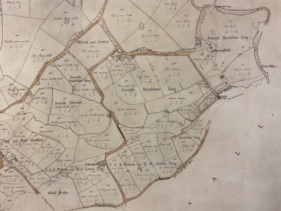 Eighteenth-century English enclosure map dividing former common land into private parcels.