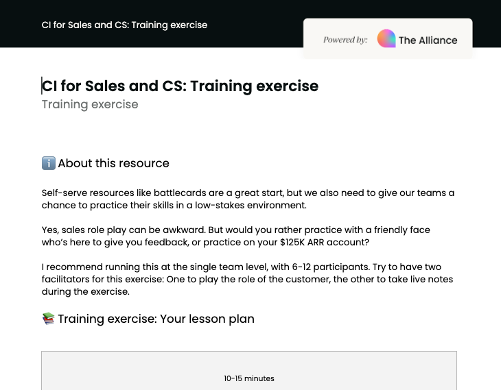 CI for Sales and CS: Training exercise