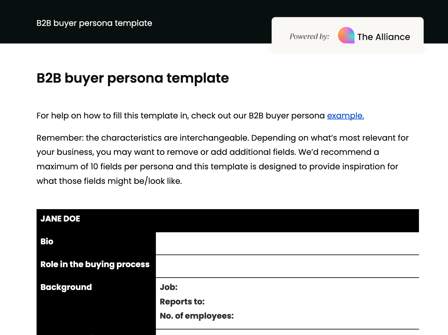 B2B buyer persona template