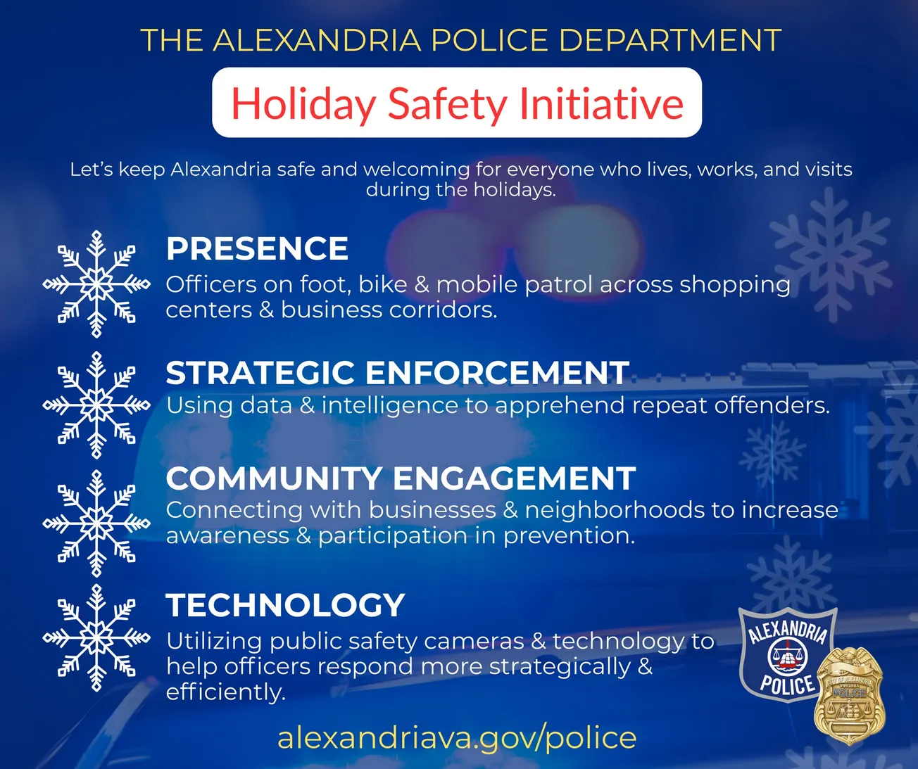 Alexandria police deploy holiday crime prevention plan amid 27% drop in offenses