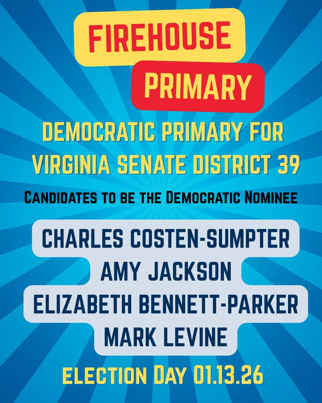 Four candidates file for Ebbin's Senate seat; firehouse primary is Tuesday