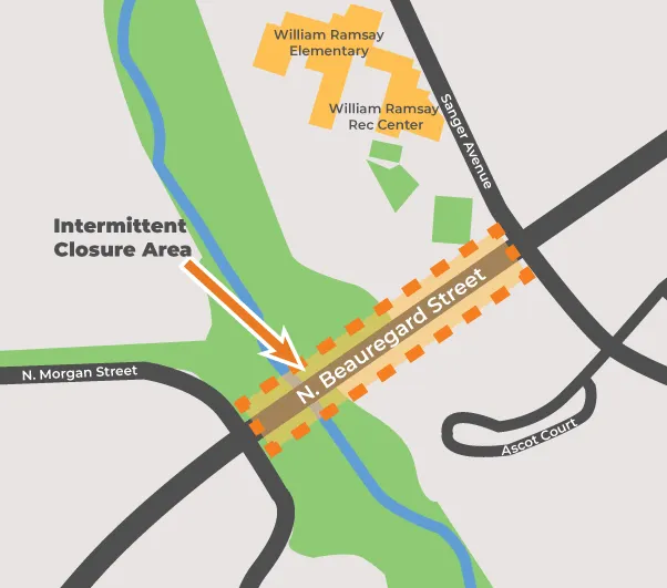 Intermittent closures coming to North Beauregard Street as Holmes Run Trail repairs press on