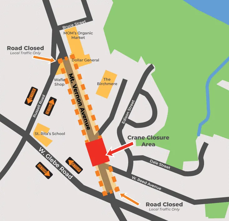 Section of Mt. Vernon Avenue to close Saturday for crane work in Del Ray