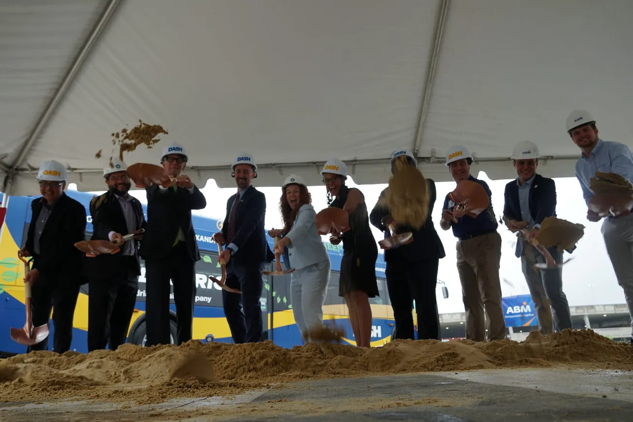 DASH breaks ground on region's first on-route electric bus charger at former Landmark Mall site