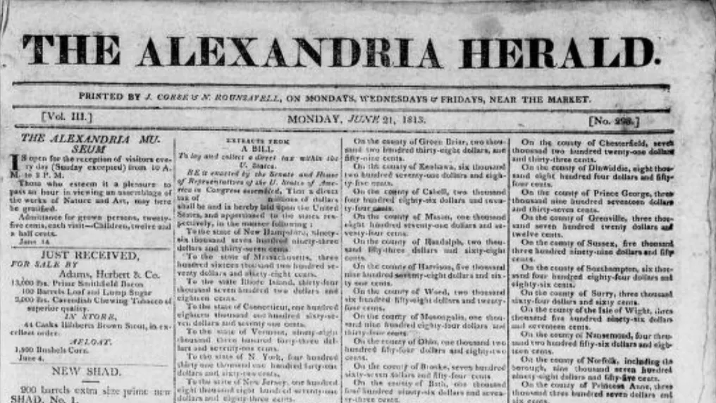 June 3 in Alexandria history: The Alexandria Herald begins publication, and the Great Strand Fire destroys Pioneer Mills