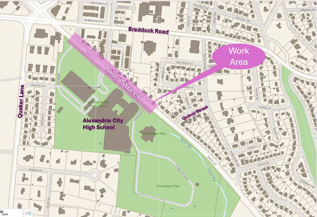King Street work begins July 6 near Alexandria City High School