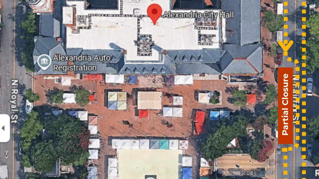 Southbound N. Fairfax Street will partially close July 20 for City Hall renovation work