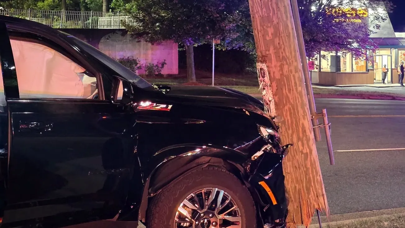 King Street closed between Beauregard and Chesterfield after vehicle hits electrical pole
