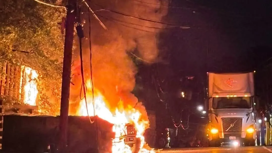 Truck strikes power lines behind Foxchase, sparking fire that burned dumpsters, a vehicle and fencing