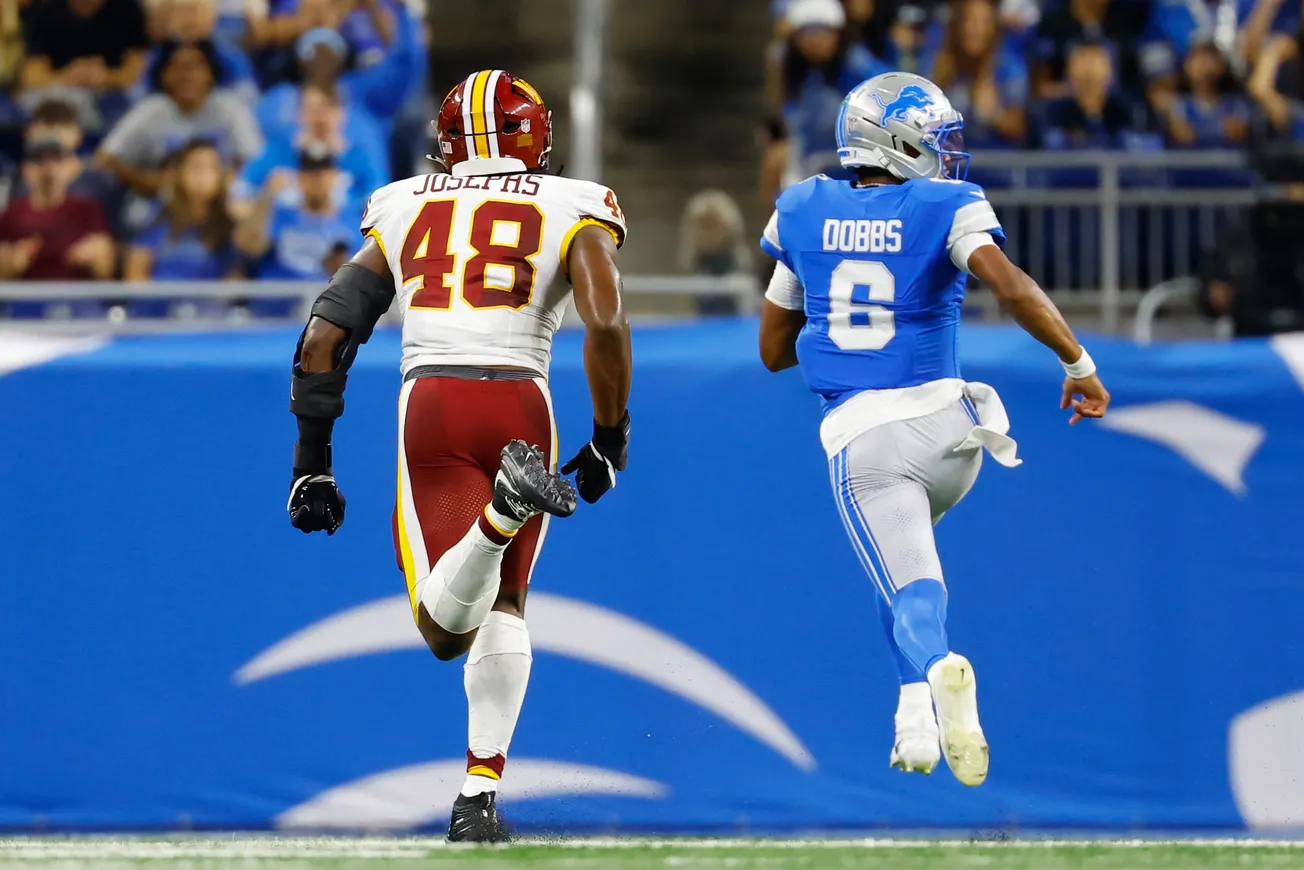 Dobbs overcomes two turnovers with long TD run as Lions beat Commanders, 17-13
